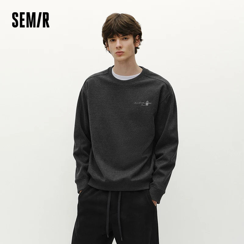 Semir Men Fleece Sweatshirt Traditional Style Embroidery Versatile Crew Neck 2026 New Winter Daily Wear Urban Casual Style