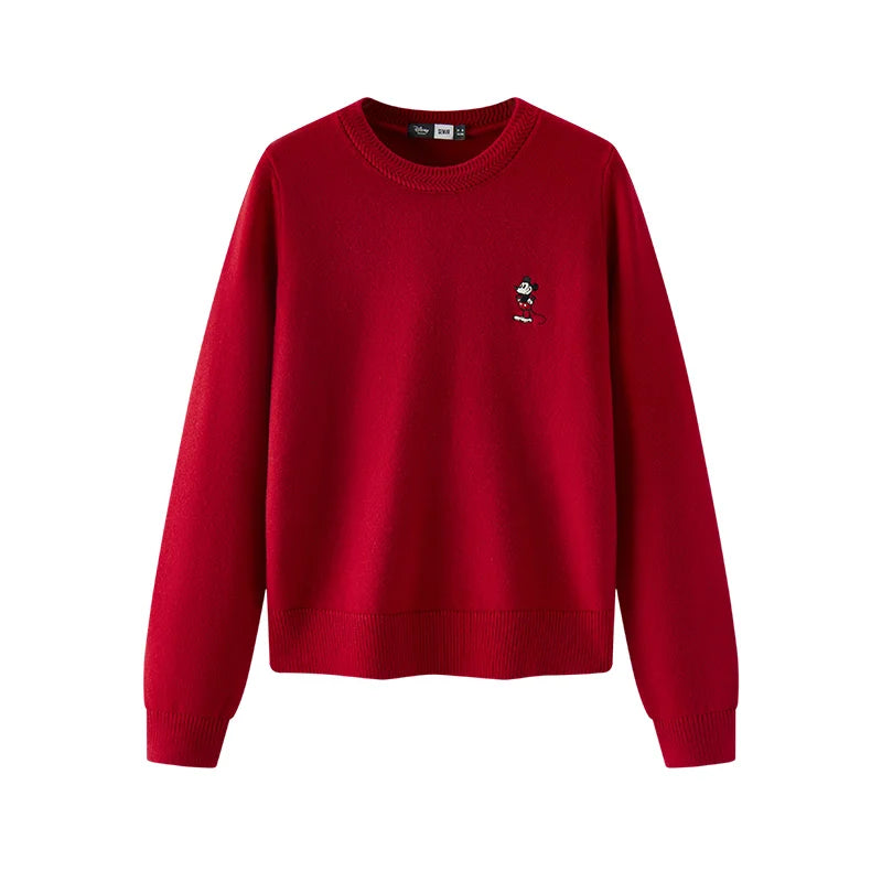 Semir Elegant Sweater Women Spring Jacquard Crew Neck Embroidered Gentle Style Casual Versatile Fashion Daily Wear Top