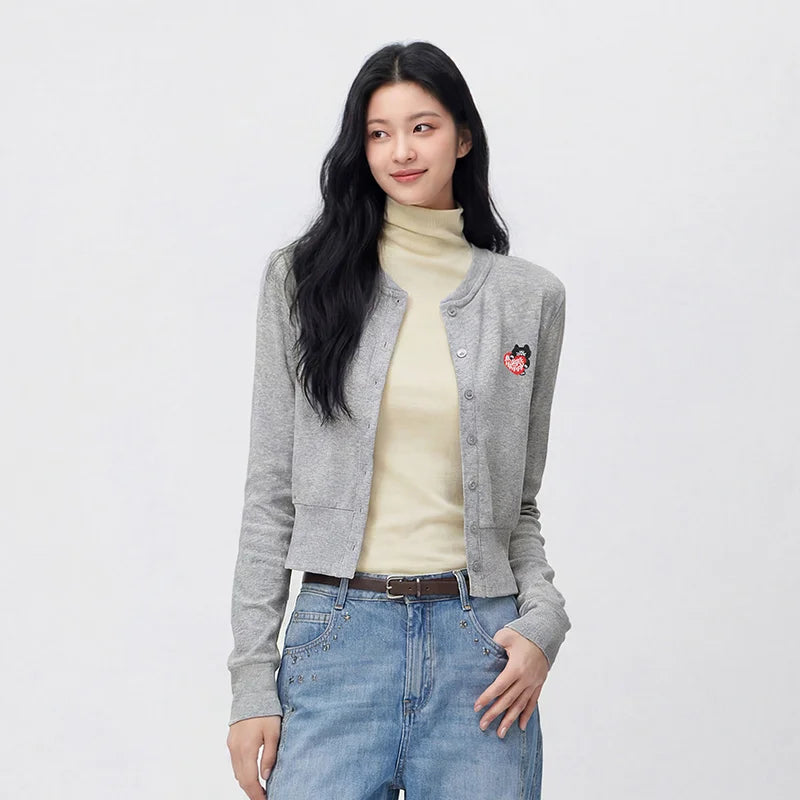 Semir Women Tshirt Long Sleeve Cropped Open Front 2026 Autumn Slim Look Versatile Casual Style Soft Knit Top Daily Wear