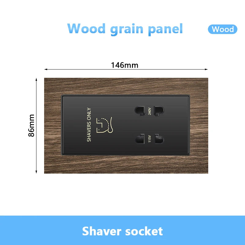 146 UK standard Hotels Shaver Socket,Wall Bathroom beard knife Panel,Beard Shaving Charge outlet Glass Plastic Stainless steel