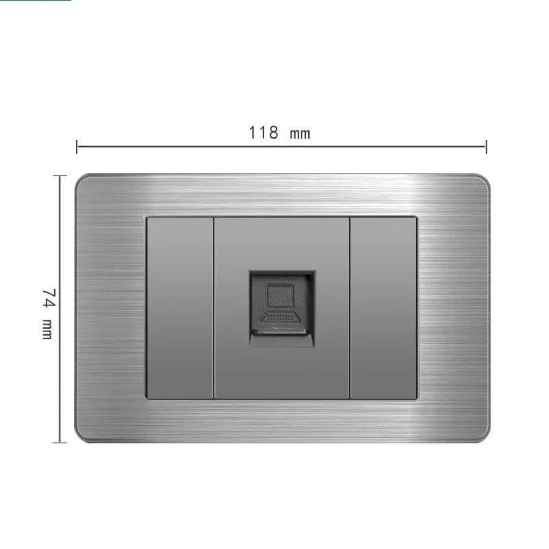 American Standard Wall Light Switch Power Socket Universal Plug with usb US Stainless Steel 2way Socket Panel 118*74m Computer