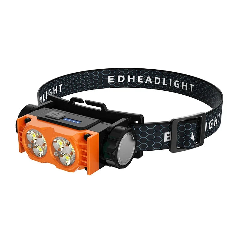 ចង្កៀងមុខ LED អាចសាកបាន ពិលការពារទឹកសម្រាប់បោះតង់ក្រៅផ្ទះ ចង្កៀងមុខនេសាទ