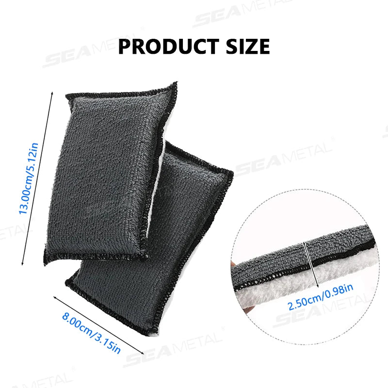 SEAMETAL 3PCS Soft Double Side Microfiber Scrubbing Sponge Car Leather Cleaning Microfiber Towel Wax Sponge Car Clean Tools