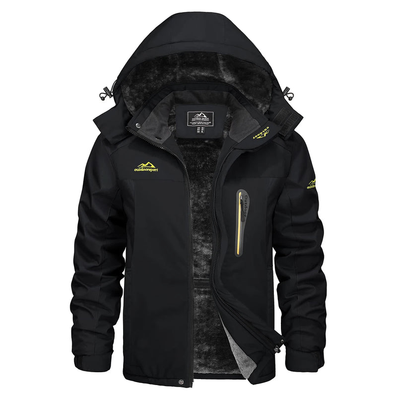 TACVASEN Men's Waterproof Ski Jacket Fleece Lining Warmth Parka Winter Snow Working Outdoors Hooded Coat Rain Shell Windbreaker