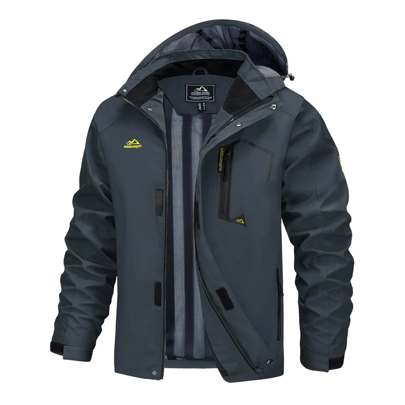 TACVASEN 2025 Lightweight Waterproof Rain Jacket Mens Mesh Lined Outdoor Windbreaker Fishing Hiking Jacket with Detachable Hood