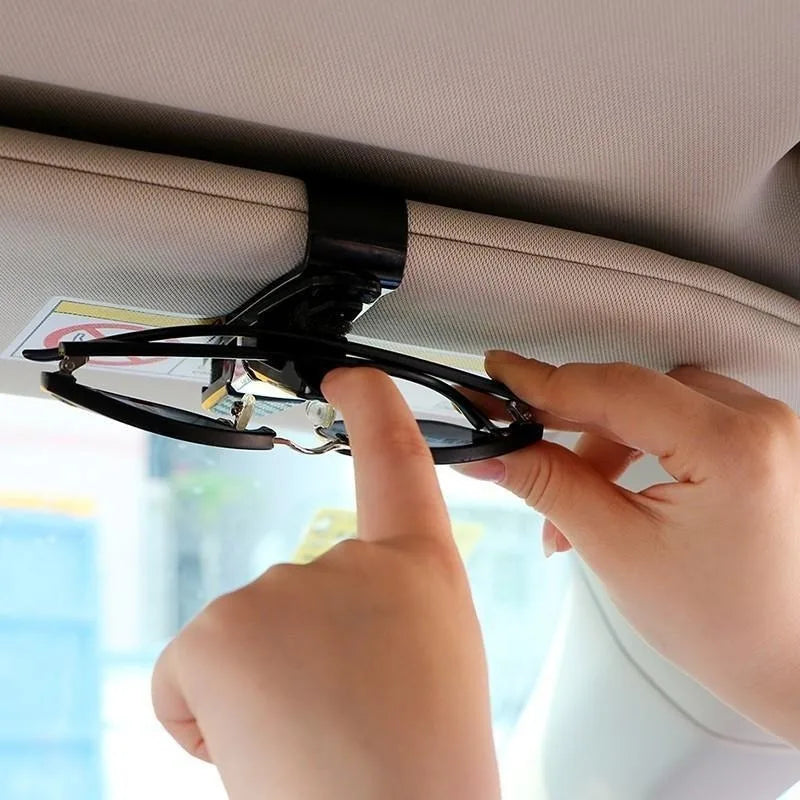 2pcs Car Visor Sunglass Holder Clip, Portable Eyeglasses Mount, ABS Material Auto Accessories Compatible with Various Models.