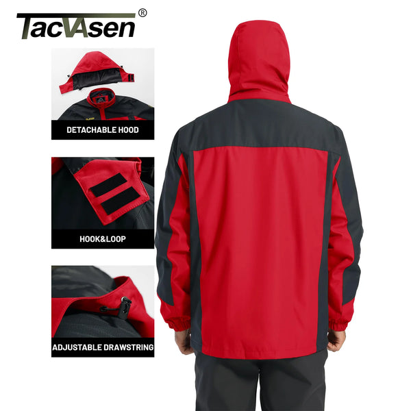 TACVASEN Waterproof Lightweight Jacket Mens Mesh Lined Outdoor Jacket Windproof Fishing Hiking Jacket Rain Coat Male Windbreaker