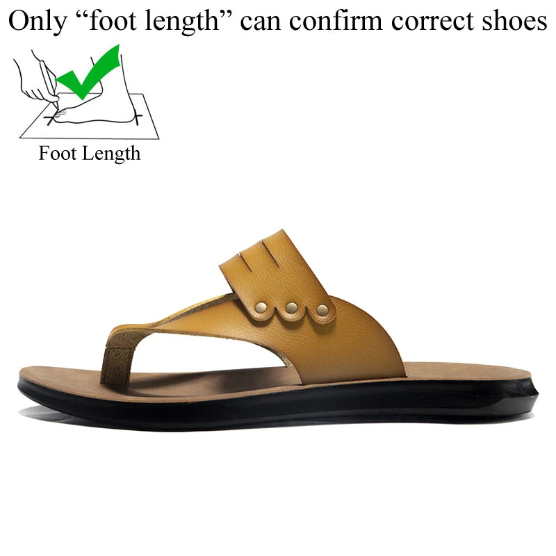 Summer Men Casual PU Leather Flip Flops Slippers Flat Outside Slipper 46 47 Chanclas Hombre Dropshipping