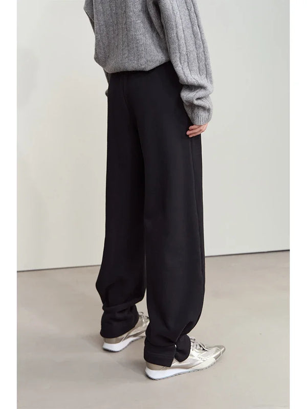 Amii Sweatpants for Woman 2026 Winter New Casual Knitting Ladies Clothing Embroidered Pants Versatile Wide-leg Trousers 12444170