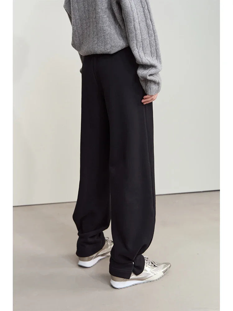 Amii Sweatpants for Woman 2026 Winter New Casual Knitting Ladies Clothing Embroidered Pants Versatile Wide-leg Trousers 12444170
