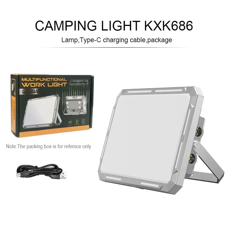 ភ្លើងតង់ LED ចល័តសម្រាប់បោះតង់ ភ្លើងស្វែងរកដែលអាចសាកបាន ភ្លើងសង្គ្រោះបន្ទាន់ក្រៅផ្ទះដែលមានថាមពលខ្ពស់ ចង្កៀងព្យួរការពារទឹក