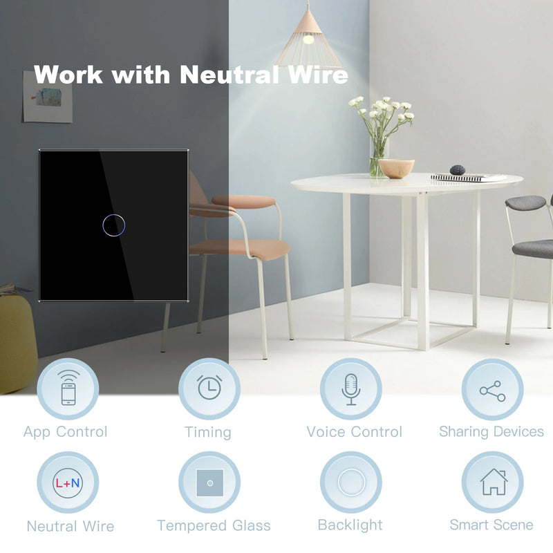 BSEED Wifi Light Switches Smart Wall Switch 1/2/3Gang 1/2/3/4Way Touch Sensor Switch With Normal Socket Support Tuya Smart Life