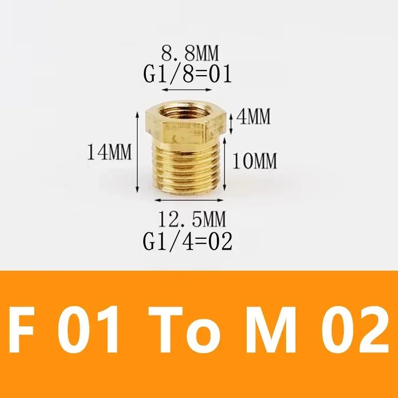 Brass Hex Bushing Reducer Pipe Fitting F To M Threaded 1/8 1/4 3/8 1/2 3/4 Reducing Copper Water Gas Adapter Coupler Connector