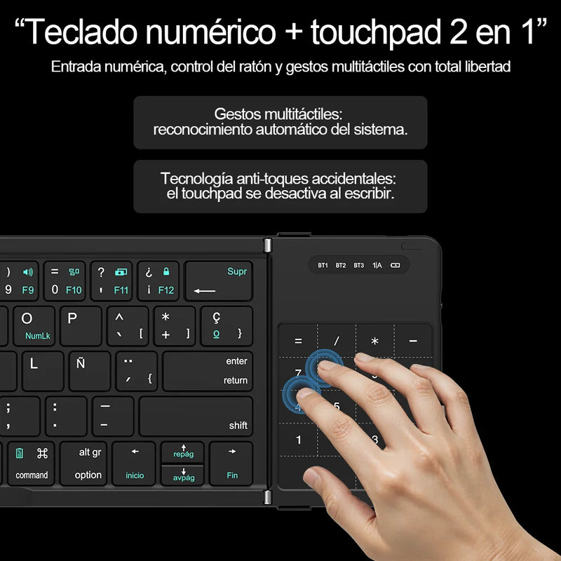 NILLKIN Mini Folding Wireless Bluetooth Keyboard Spanish Arabic German with Touchpad for PC Mac Smartphone Windows Android IOS