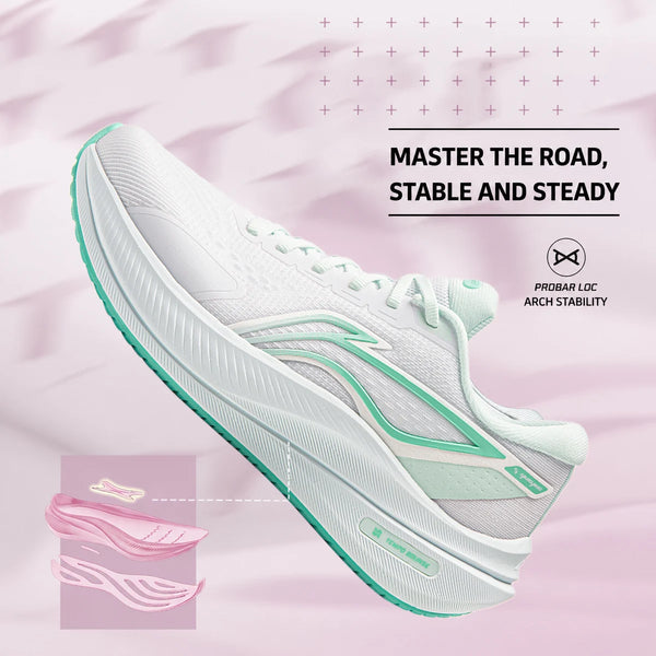 ស្បែកជើងរត់ Li-Ning សម្រាប់នារី YUEYING 5 Optimized Cushion ជាមួយនឹងប្រអប់ម្រាមជើងធំទូលាយ TEMPO BOUNSE ស្បែកជើងប៉ាតា Lining ឆ្លុះបញ្ចាំង ARHW004