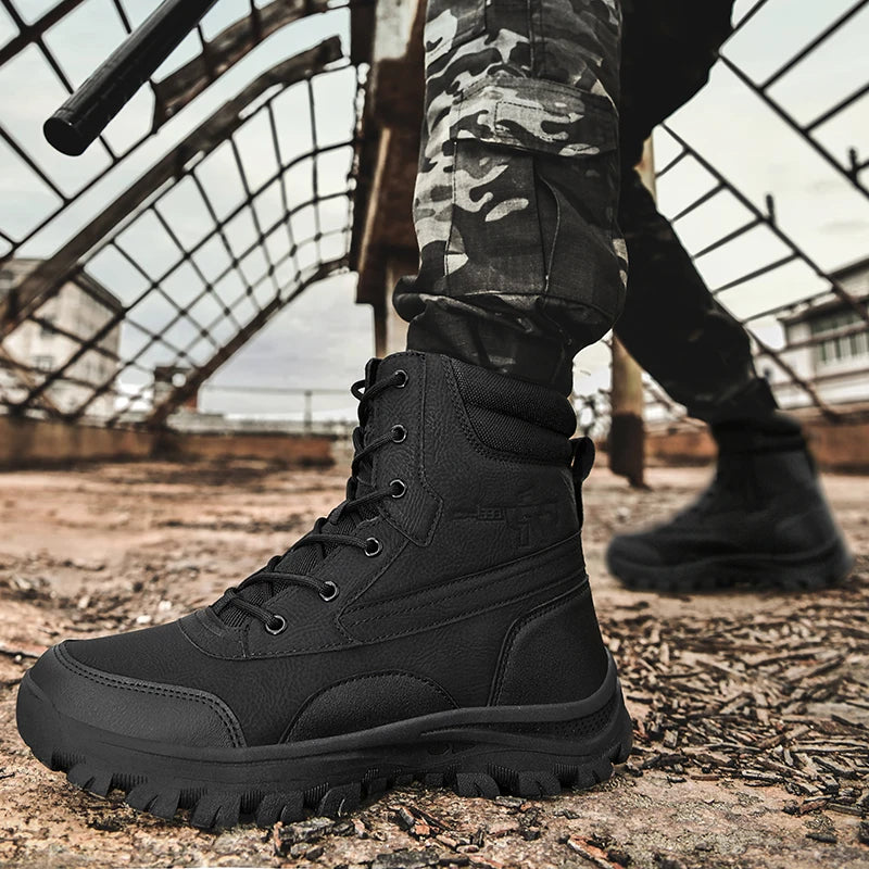 Men's plus size outdoor field training boots four seasons high-top anti-slip comfortable combat boots cross-country hiking boots