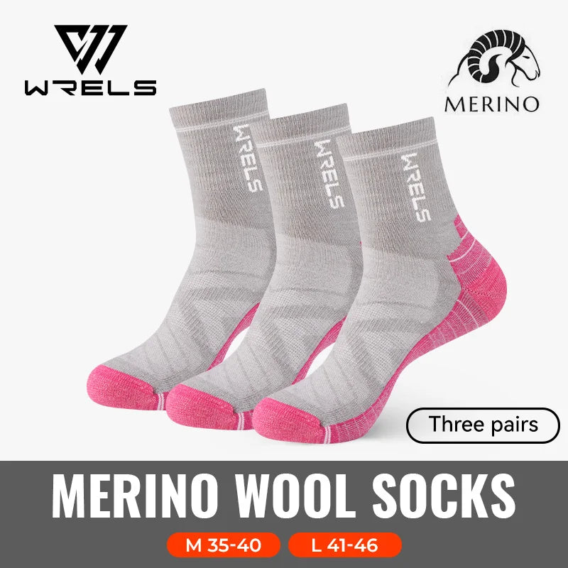 WRELS 1/2/3pairs Merino Wool Socks Thermal Warm Winter High Elastic Thick Hiking Socks Moisture Absorption Wool Sports Socks