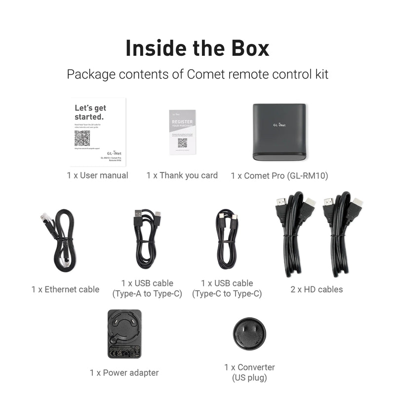 GL.iNet Comet Pro (GL-RM10) ឧបករណ៍បញ្ជាពីចម្ងាយ KVM Wi-Fi 6 4K@30Hz អេក្រង់ប៉ះ Passthrough 32GB EMMC ការចូលប្រើពីចម្ងាយ ការសង្គ្រោះគ្រោះមហន្តរាយ