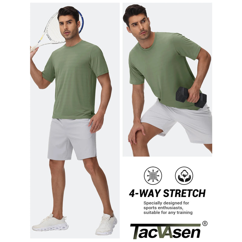 TACVASEN Men's Athletic T-Shirt Quick Dry Breathable Mesh Short Sleeve Tee Moisture Wicking Lightweight Running Workout Gym Top