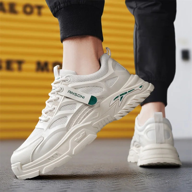 Men's thick-sole sports casual shoes spring summer soft-sole anti-slip breathable outdoor running shoes students tide sneakers