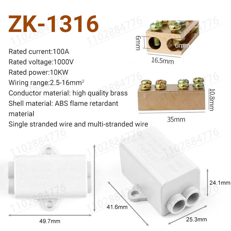 3PCS High Power Splitter Quick Wire Connector Terminal Block Electrical Cable Junction Box ZK-306 ZK-506 ZK-316 ZK516 Connectors