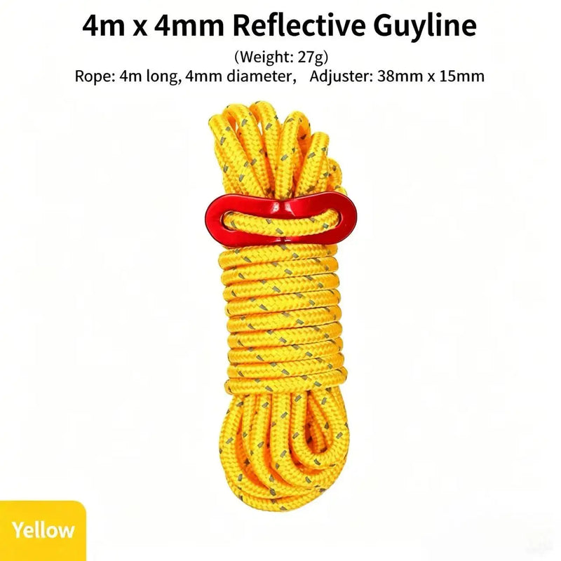 4m Outdoor Reflective Rope Wind Rope Buckle for Umbrella Tent Fixing Skylight Night Light Camping Adjustment Buckle