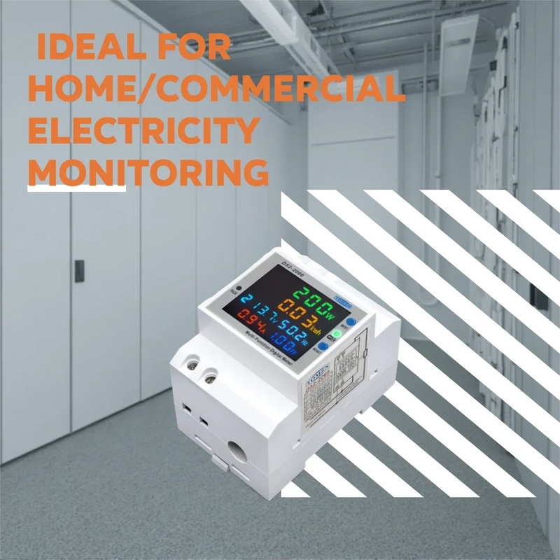 TOMZN WiFi Smart 6-in-1 DIN Rail AC Monitor–Voltmeter Current Power Factor Active KWh Energy Meter Frequency 110V–220V 100A TUYA