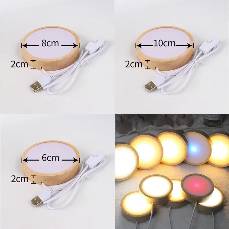Crystal Ball Lamp Holder LED Lamp Stand Suitable for Crystal Art Warm Light Base Wooden LED Display Base for DIY Table Lamps