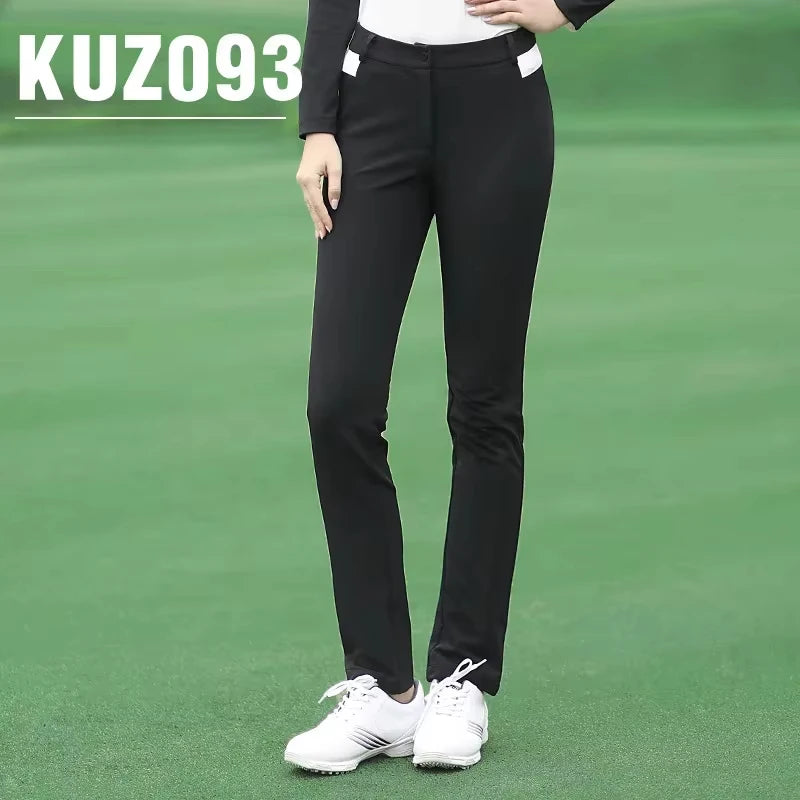 PGM Autumn Winter Ladies Golf Pants Women High Elasticity Sport Trousers Slim Fit Tennis Pants Warm Windproof Clothing KUZ093
