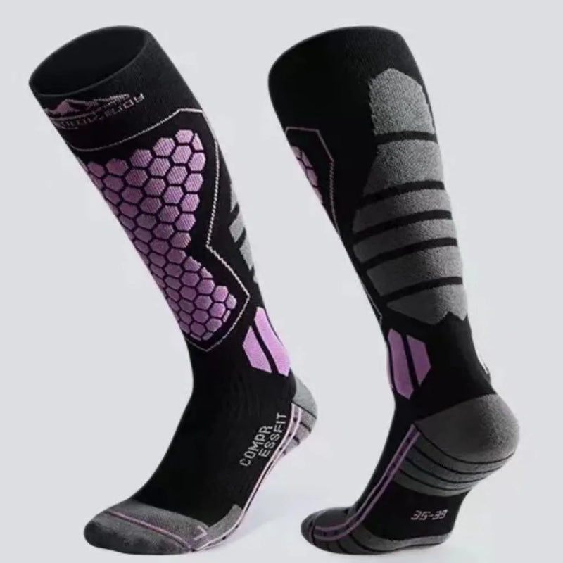 WRELS 1/2/3 Pairs Ski Socks Thermal Knee High Socks Men Women Thick Cushioned Compression Arch Support Warm Snowboarding Socks