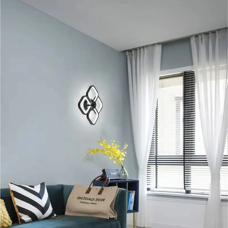 LED Ceiling Light Modern Square, Nordic 4 Panel Ceiling Lamp 6500K Cool White, for Living Room Bedroom Indoor Lighting