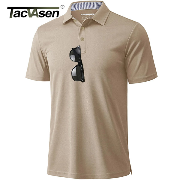 TACVASEN Mens Summer Polo Shirts Short Moisture Wicking Sleeve Athletic T-Shirt 3 Buttons Classic Fit Casual Dry Fit Golf Shirts