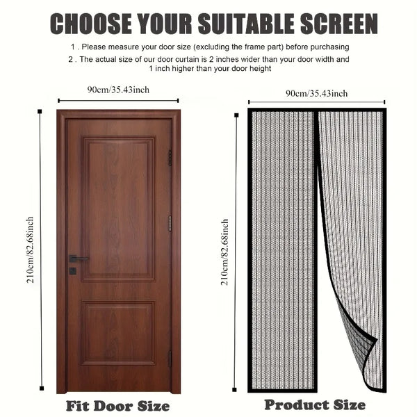 Easy-Install Magnetic Mesh Curtain for Summer, Heavy-Duty Striped,for Various Room And Door Types,Insect-Proof for All Seasons