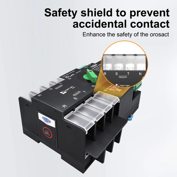 TOMZN Din Rail 3 phase ATS for PV 4P 63A 100A 125A 230V Dual Power Automatic Transfer Electrical Selector Switch Uninterrupted