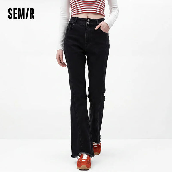 ខោខូវប៊យ Semir សម្រាប់នារី រាងស្លីម បែប Retro រចនាប័ទ្ម Street រដូវស្លឹកឈើជ្រុះ ឆ្នាំ២០២៦ ខោ Denim ទន់ ស្លៀកប្រចាំថ្ងៃ