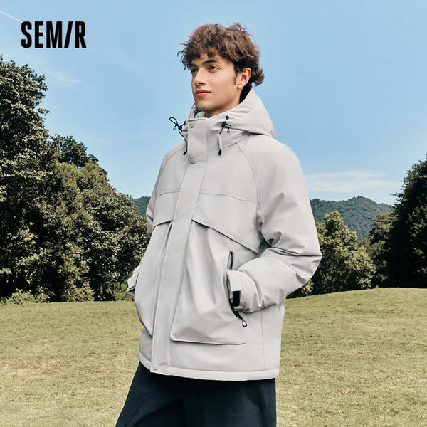 អាវក្រៅ Semir សម្រាប់បុរស ការពារទឹក ការពារខ្យល់ ធន់នឹងស្នាមប្រឡាក់ រចនាប័ទ្មសម្លៀកបំពាក់ការងារទីក្រុង ការការពារក្រៅផ្ទះ 2026 រដូវរងា អាកាសធាតុត្រជាក់