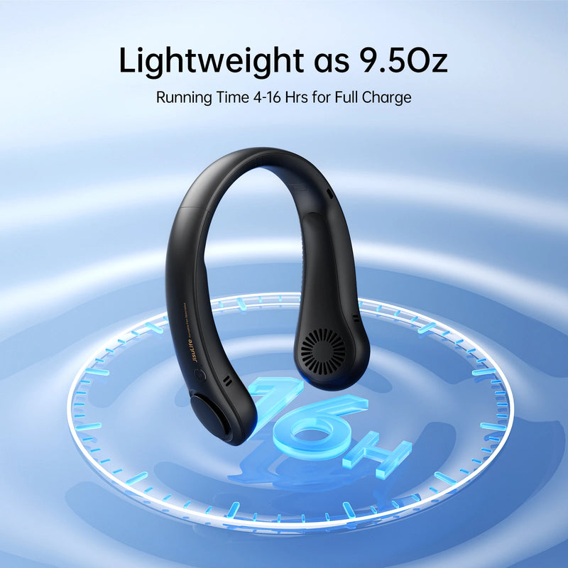 JISULIFE Portable Neck Fan,Hands-Free Bladeless, 5 Speeds,4000 mAh Rechargeable Battery,Twistable Operated Wearable Neckband Fan
