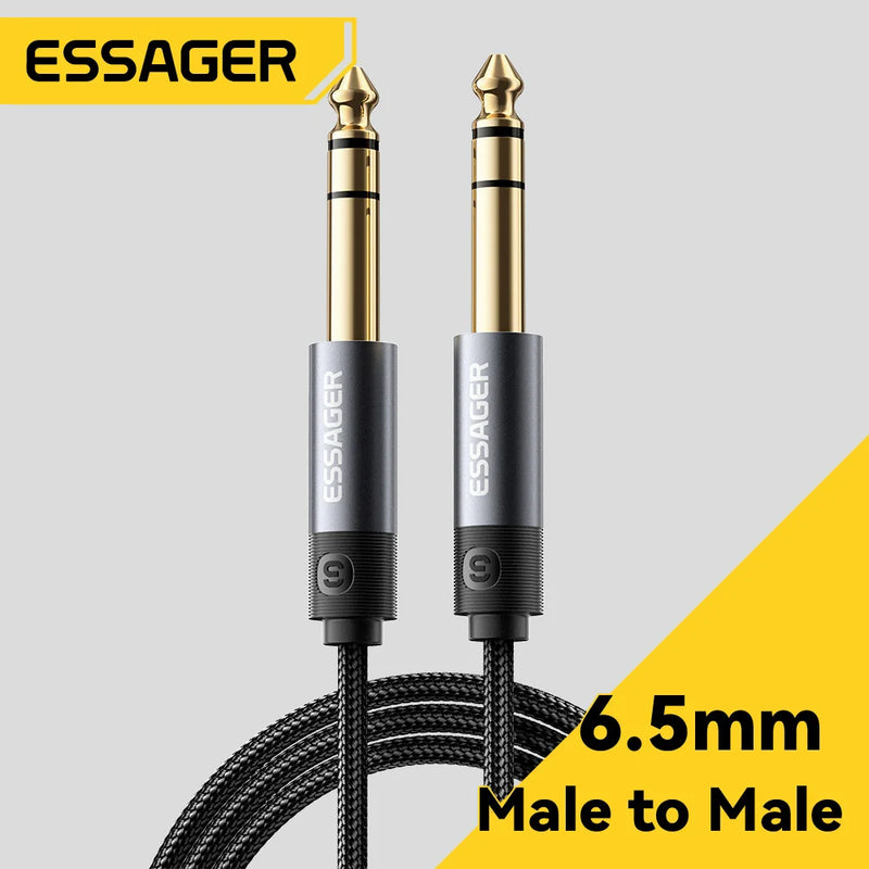 Essager Aux Guitar Cable 6.5mm Male-to-Male Audio Cable Jack 6.35mm Aux Cable for Guitar Mixer Amplifier Speaker Bass Keyboard