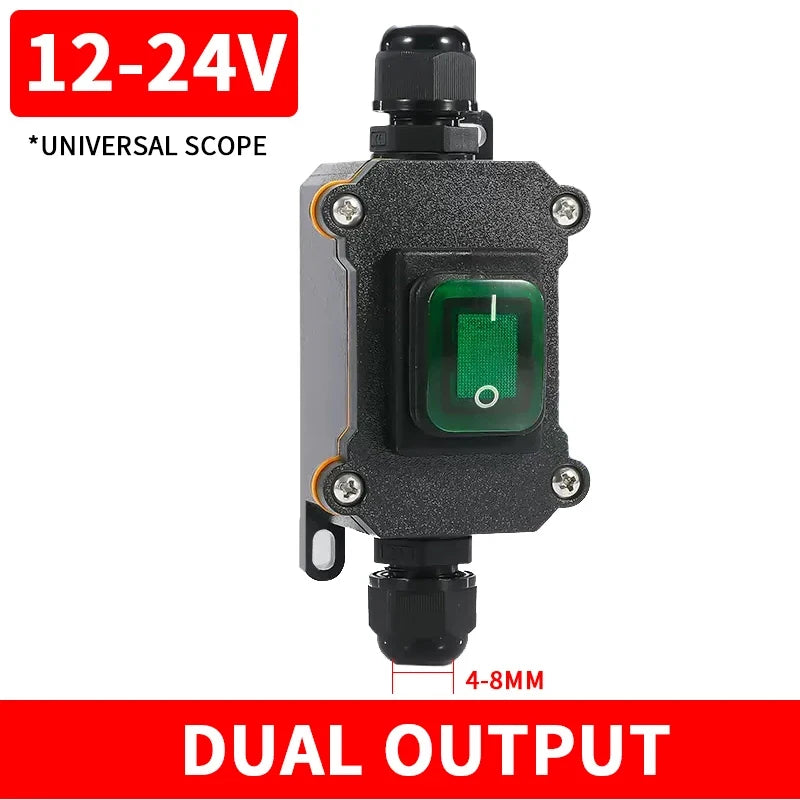 Waterproof Marine Rocker Switch With LED Outdoor Junction Box Inline Power Cord Power Switch IP65,12V/24V/220V,Screw Wiring