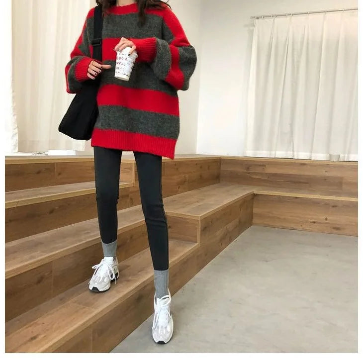 New Spring Autumn European Knitted Sweater Women's Loose Outer Wear Top Thickened Pullover Shirt Ladies Jumper Pull Femme 2027