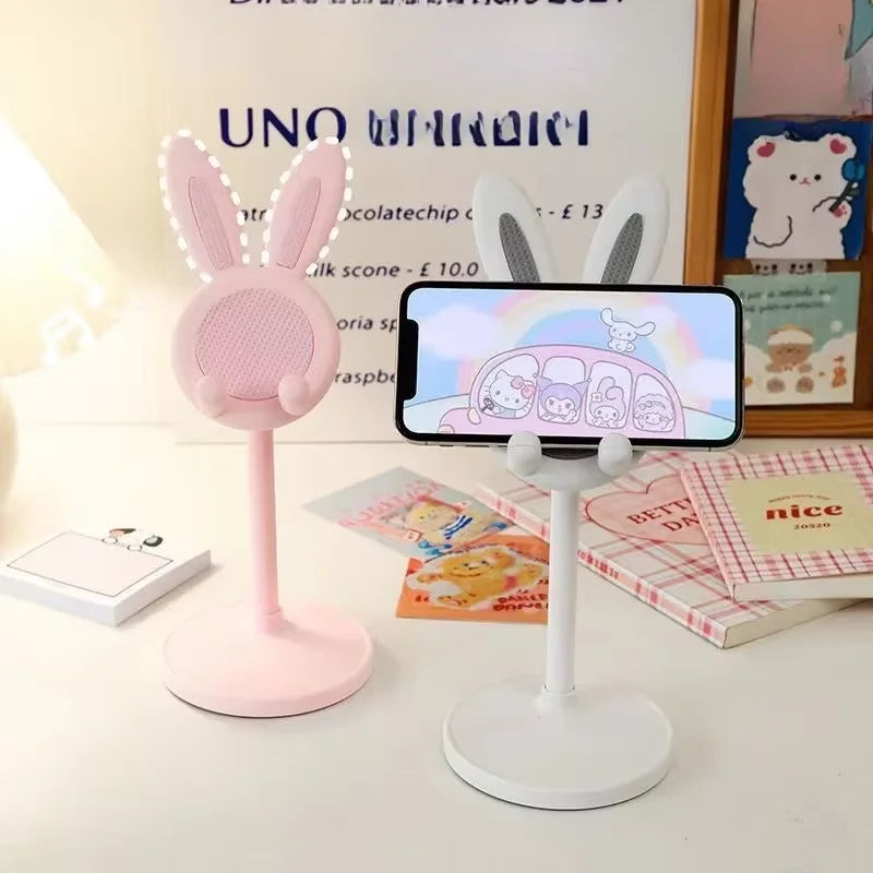 Cute Rabbit Phone Stand Desktop Adjustable Mobile Phone Holder Lift And Grip Desk Accessory