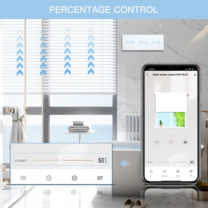 BSEED Wifi Roller Shutter Switch Triple Smart Blind Switch Wall Touch Switches  Smart Life Tuya Alexa App Voice Control