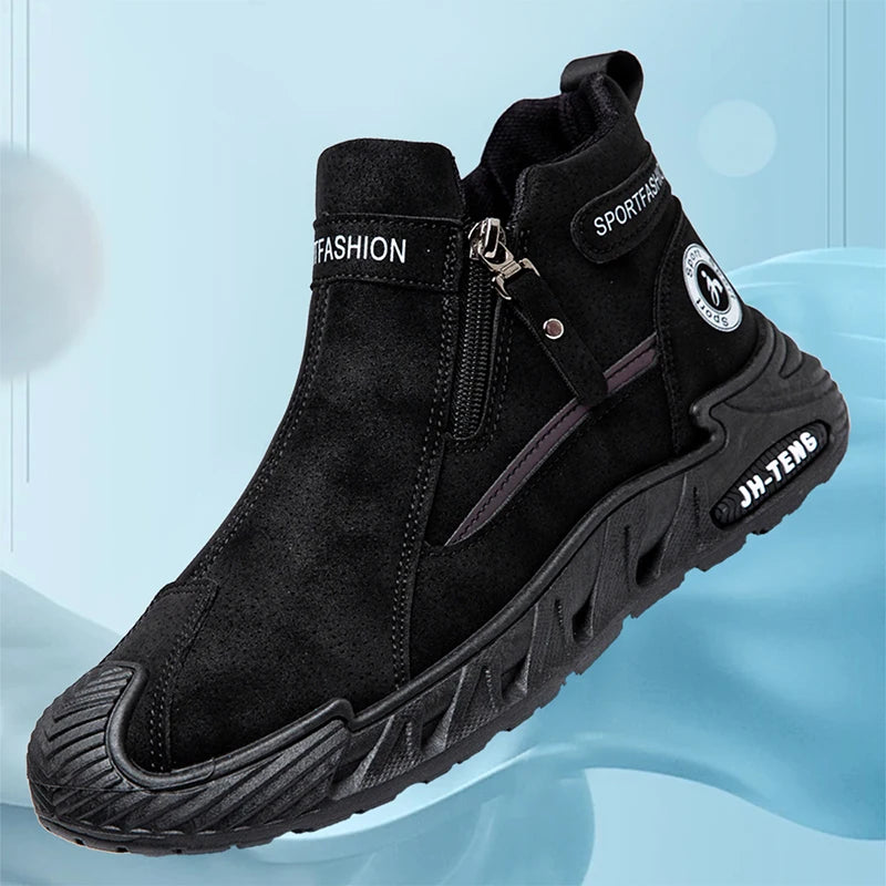 Mens Casual Sports Shoes Autumn New Flat Bottomed Fashion Short Boots 2025 Comfortable Anti Slip High Top Outdoor Running Shoes
