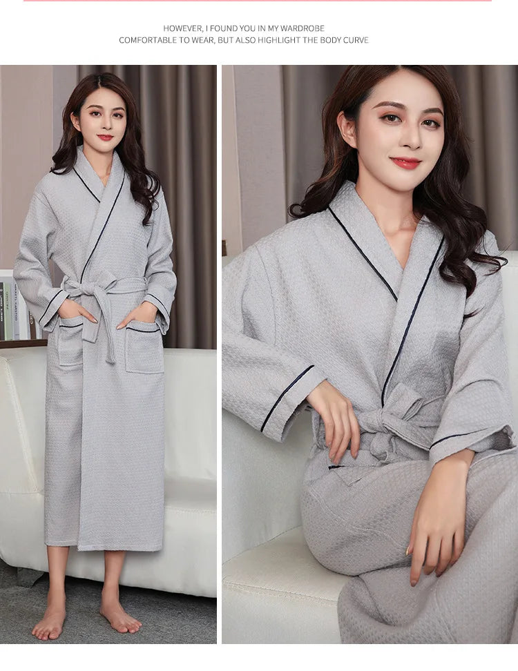 អាវងូតទឹក Kimono សម្រាប់នារី ទំហំធំ រលុង រដូវស្លឹកឈើជ្រុះ រដូវរងា អាវងូតទឹកដៃវែង កប្បាស 100% រ៉ូបងូតទឹក អាវគេងសម្រាប់ងូតទឹក ប៉ាហ្សាម