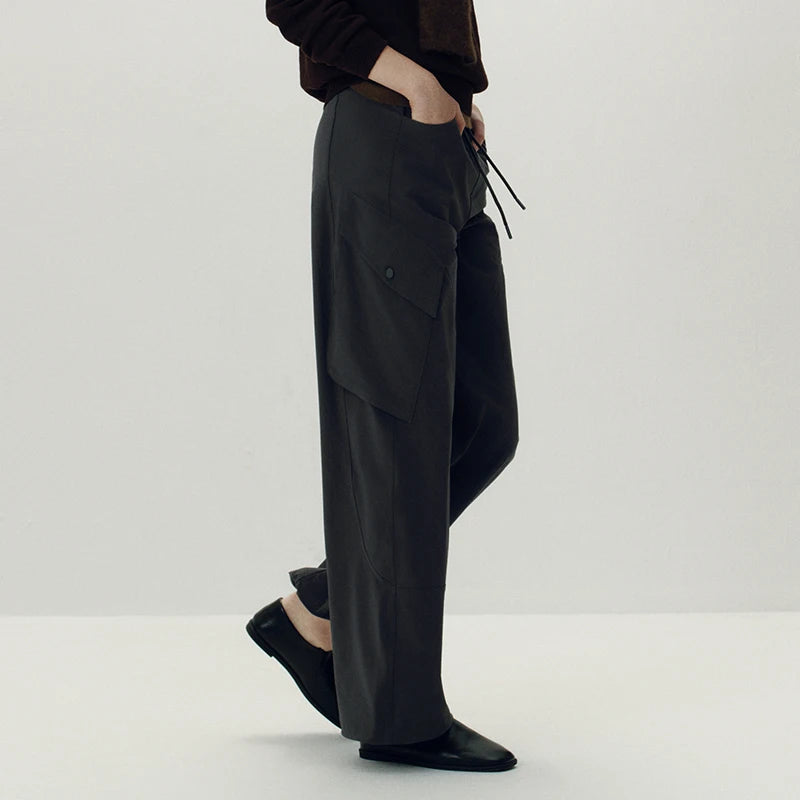 Semir Women Pants Solid Drawstring Wide Leg Split Detail Long Leg Look 2026 Autumn Cargo Style Outdoor Casual Trousers