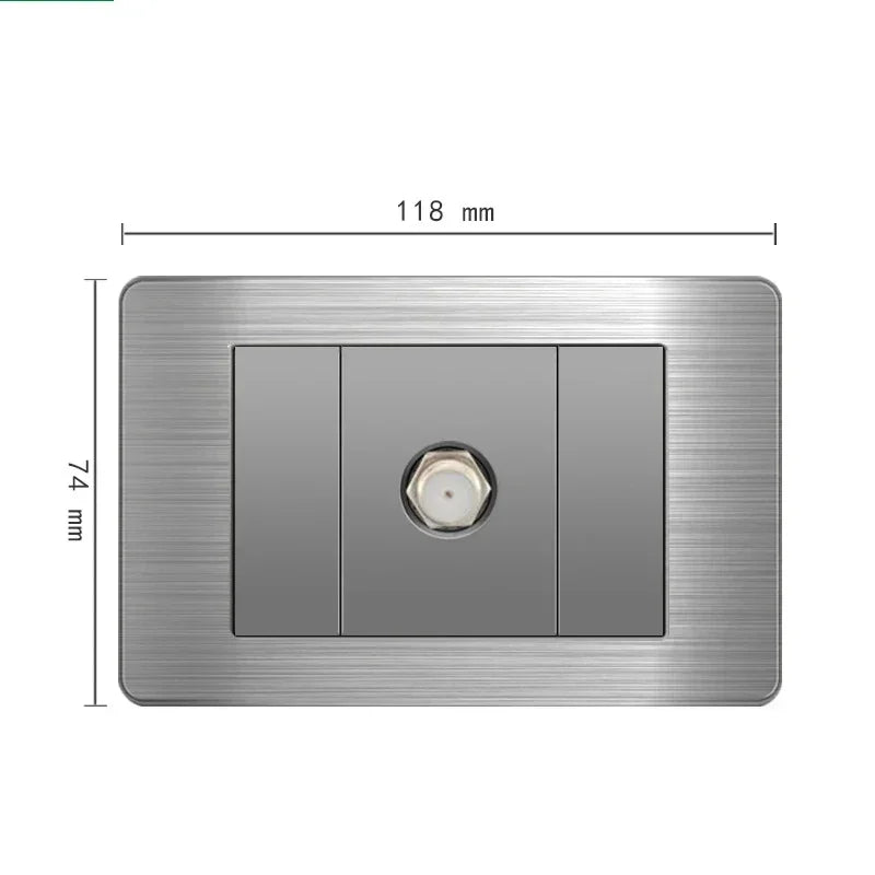 American Standard Wall Light Switch Power Socket Universal Plug with usb US Stainless Steel 2way Socket Panel 118*74m Computer