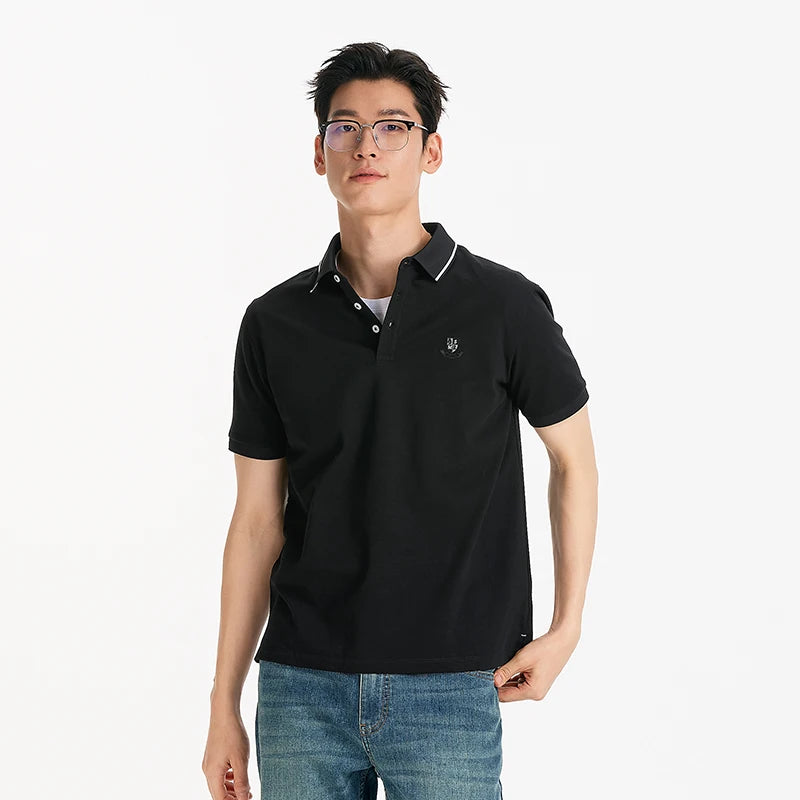 Semir Mens Polo 2026 Short Sleeve Cool Feeling Antibacterial Tops Color Block Lapel Casual Style Soft Daily Wear