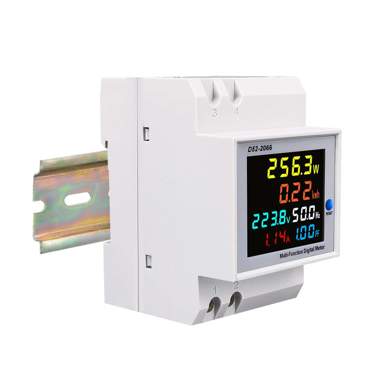 TOMZN 6IN1 DIN Rail AC Monitor 110V 220V 380V 100A Voltage Current Power Factor Active kWh Electric Energy Frequency Meter