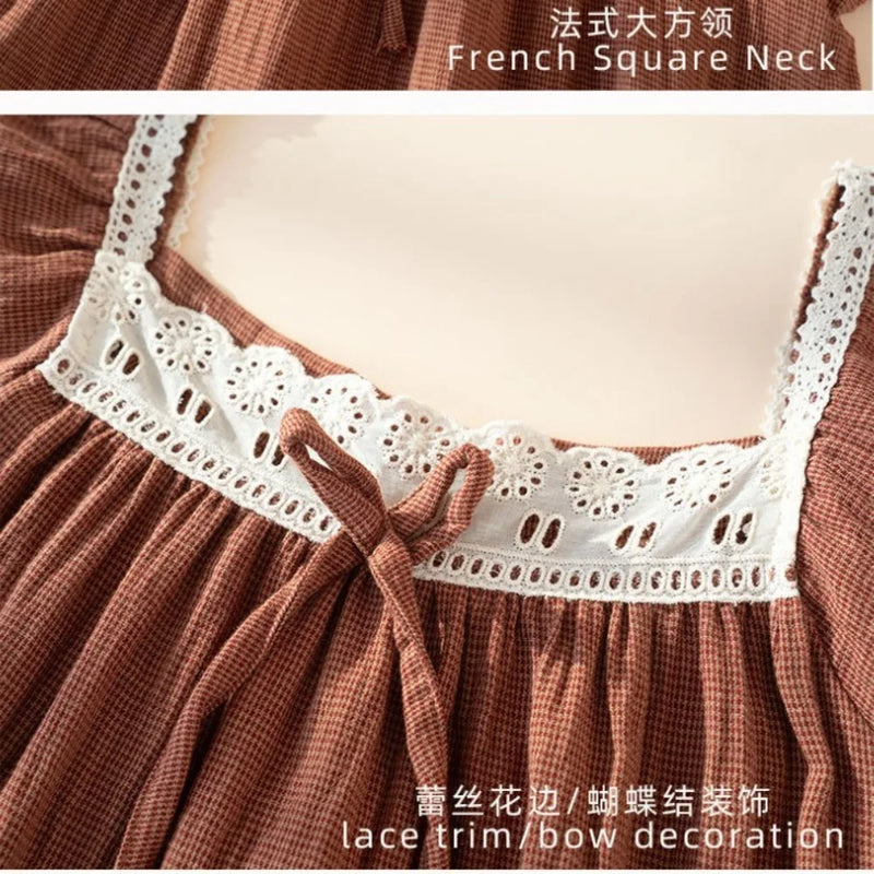 Pure Cotton Loose Nightgown Woman Night Clothes Short Sleeve Summer Pajamas Dress Women's Sleepwear One Piece Homewear Nightie