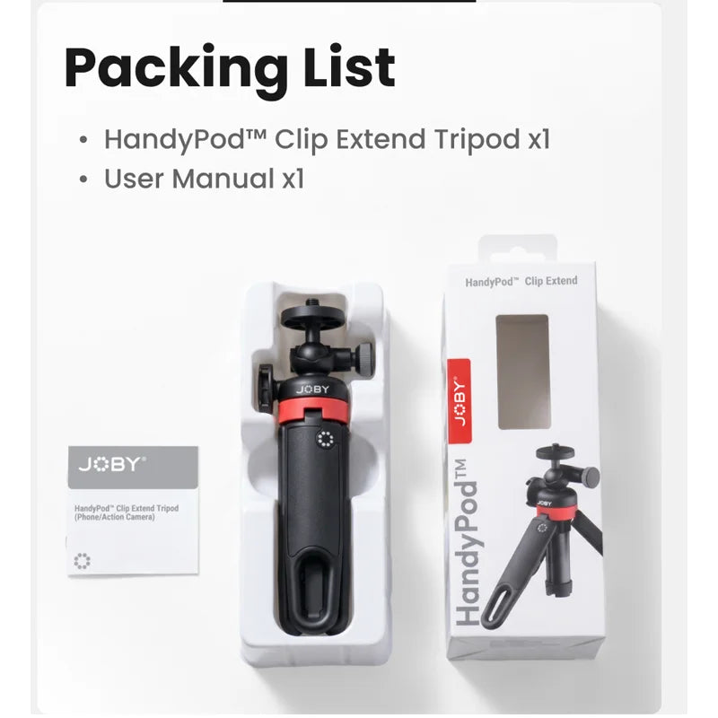 JOBY HandyPodᵀᴹ HD03 ឈុតពង្រីកជើងកាមេរ៉ាសម្រាប់ស្មាតហ្វូនកាមេរ៉ាសកម្មភាព DSLR ជើងកាមេរ៉ា 5 ផ្នែកជាមួយក្បាលបាល់ 360° សម្រាប់ Vlog